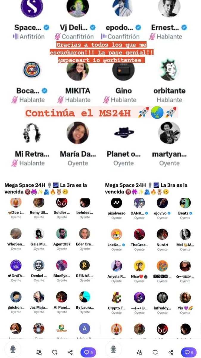 orbitantee's tweet photo. La pase genial con mi intervención en el Mega Twitter Space #MS24H @Spacesartnft y continuamos hasta las 09:00 am https://t.co/5AtCZ9Zj7l