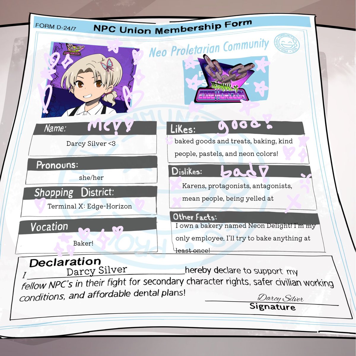 DarcybakesNPC's tweet photo. I decided to try filling this out! Please go easy on me! I'm new to Twitter! <3🧁🍰

#MetropiaNPC #TerminalXMNPC https://t.co/BGJZAZrX5I