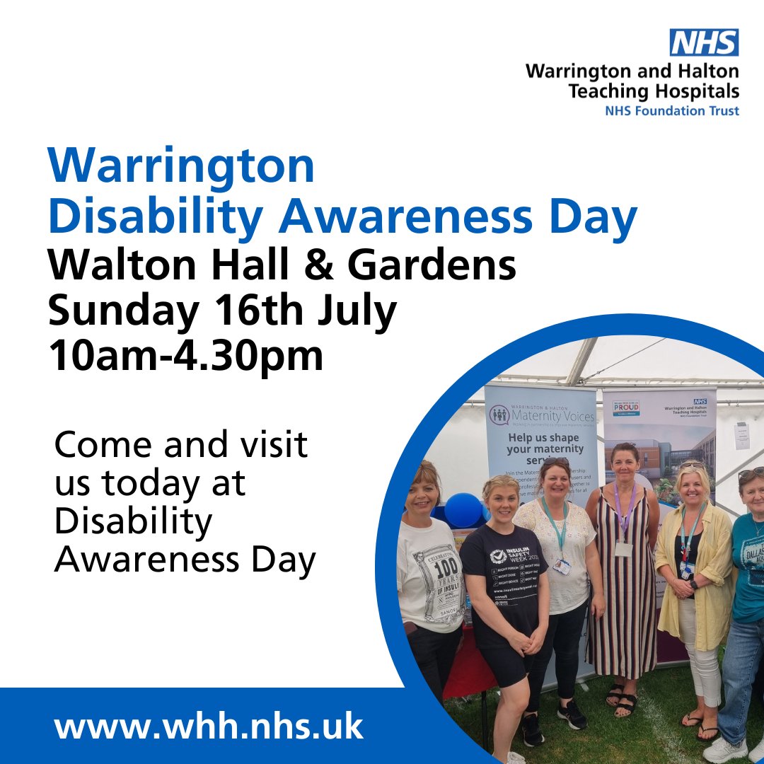 NorthCandMNHS's tweet photo. Join WHH at Warrington Disability Partnership’s Disability Awareness Day today at Walton Hall &amp; Gardens (WA4 6SN).

Come along from 10am-4.30pm and take part in a fun, family-friendly day of music, laughter and support for everyone!
For more info visit https://t.co/srRNKBLRsI https://t.co/82Lvz2zglo