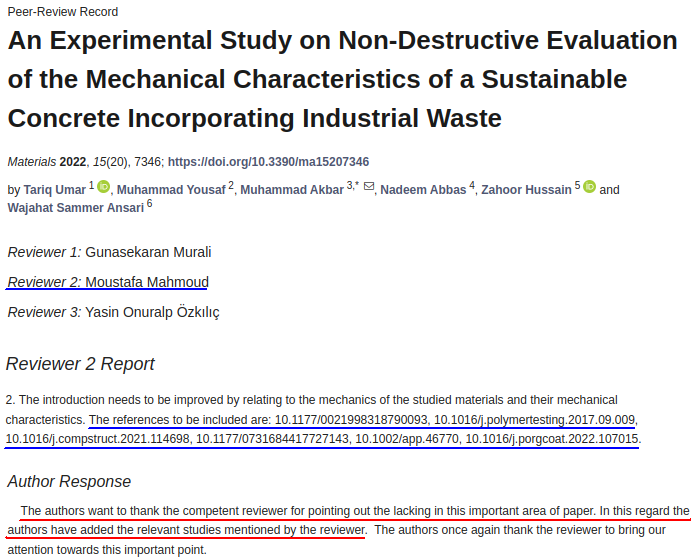 wool_yeah's tweet photo. A texbook case of coercive citation manipulation means, by a certain scholar from the University of Queensland. There are much more stuff like this in @MDPIOpenAccess journals, literally dozens in 2H 2022.
Similar papers from 2023 exist, but the reviews are closed. https://t.co/KibgvxQyXo