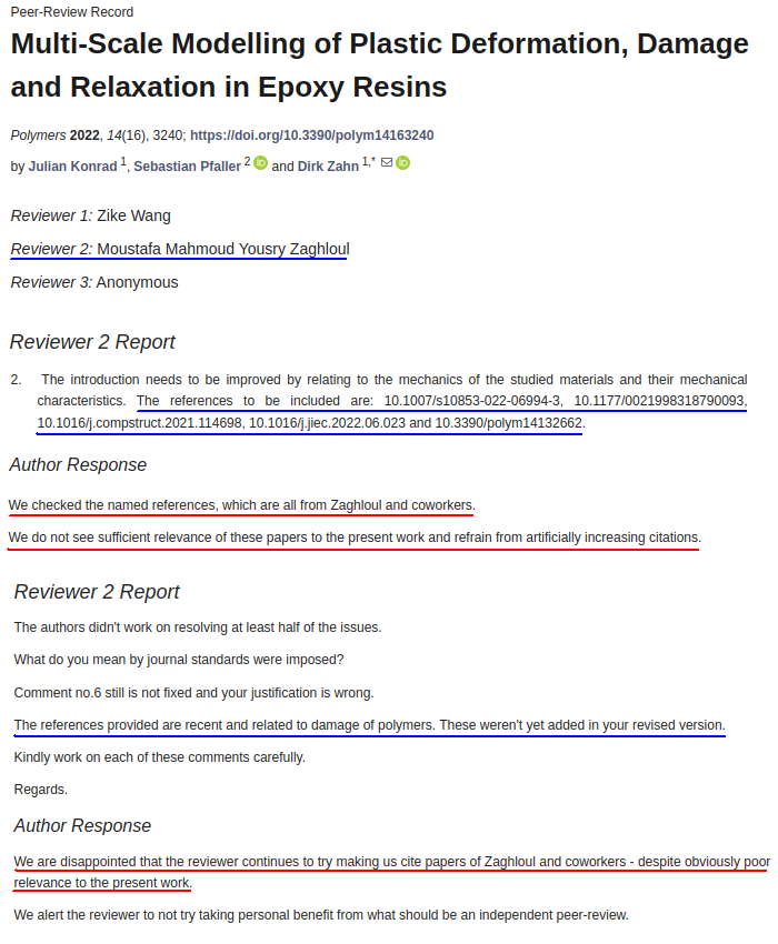wool_yeah's tweet photo. A texbook case of coercive citation manipulation means, by a certain scholar from the University of Queensland. There are much more stuff like this in @MDPIOpenAccess journals, literally dozens in 2H 2022.
Similar papers from 2023 exist, but the reviews are closed. https://t.co/KibgvxQyXo