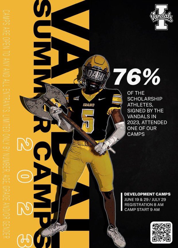 Excited to compete at the following camps soon!
Eastern skills camp: July 25th
Idaho camp: July 29th
@marcanderson_ <a href="/CoachTFord/">Thomas Ford Jr</a> <a href="/EWUFootball/">EWU Football 🏈</a> <a href="/VandalFootball/">Idaho Football</a>
<a href="/coachjmcdaniels/">Jeff McDaniels</a> <a href="/CoachRoseCHSFB/">CoachRose_CHSFB</a>