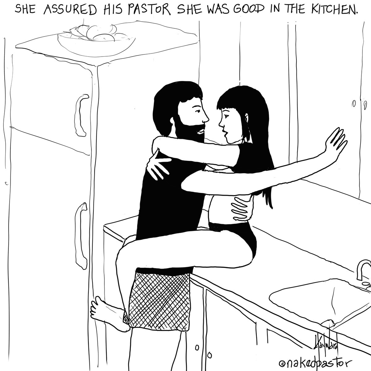 Another s*xy Sunday cartoon.

She Assured His Pastor She Was Good in the Kitchen

Some people who enjoy my content might not realize that many of us grew up in a church culture that was very controlling, even trying to influence our personal spouse choices and prying into our