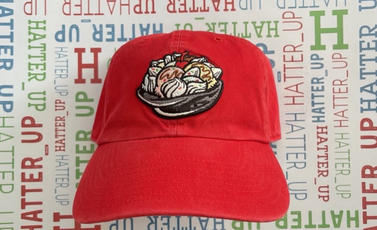 Hatter_up's tweet photo. It’s national ice cream Day🍦My Hat of the Day is now known as The “Caputo” to many🍨@Count2Baseball @AkronRubberDuck #QuAkron #Screamers #AltCaputo #RedVersion #Milb #Icecream #DadHat @47brand #CleanUp #HatTwitter #HatCollector #UnitedByCaps @NationalDayCal #CelebrateEveryday https://t.co/n1BWfydgOC