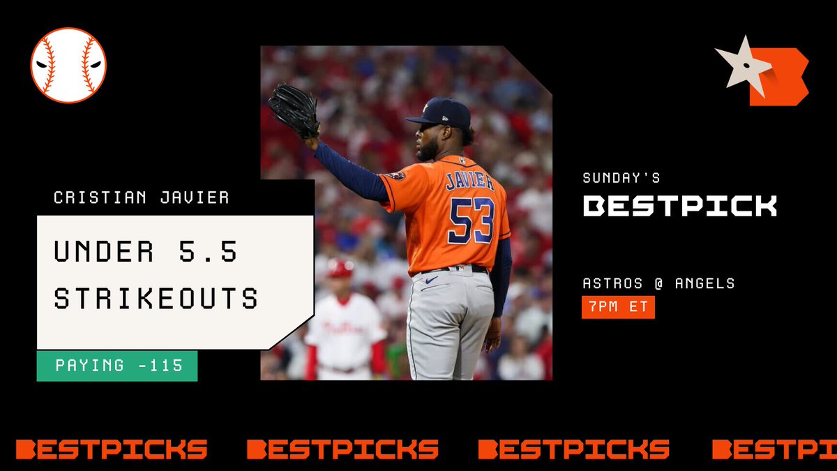 bestpicksdotcom's tweet image. Our Betting Analysts are back again with another BestPick💪 So far our July has been fire! 🔥

💰We have taken Astros starter Cristian Javier under 5.5 strikeouts at -115 with Bet365💰

🥶Gone under this prop line in each of his last 9 matches
#GamblingTwitter #MLBPicks #MLB