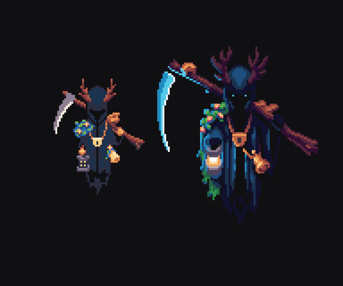 Here is also how it looked when I drew it the first time.

#pixelart #gamedev #indiegame