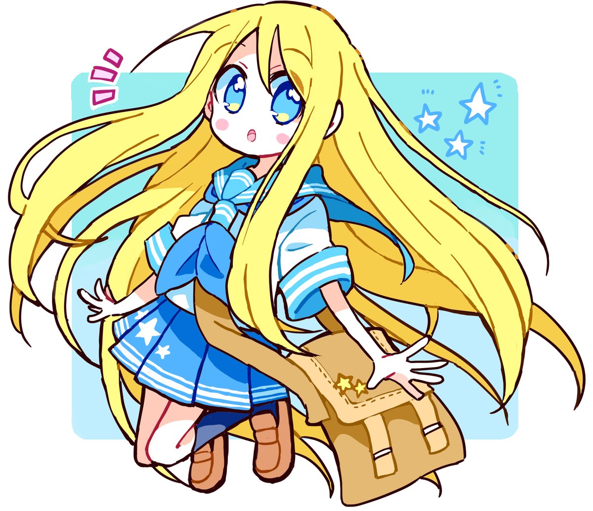 1girl long hair blonde hair solo bag blue eyes school uniform  illustration images