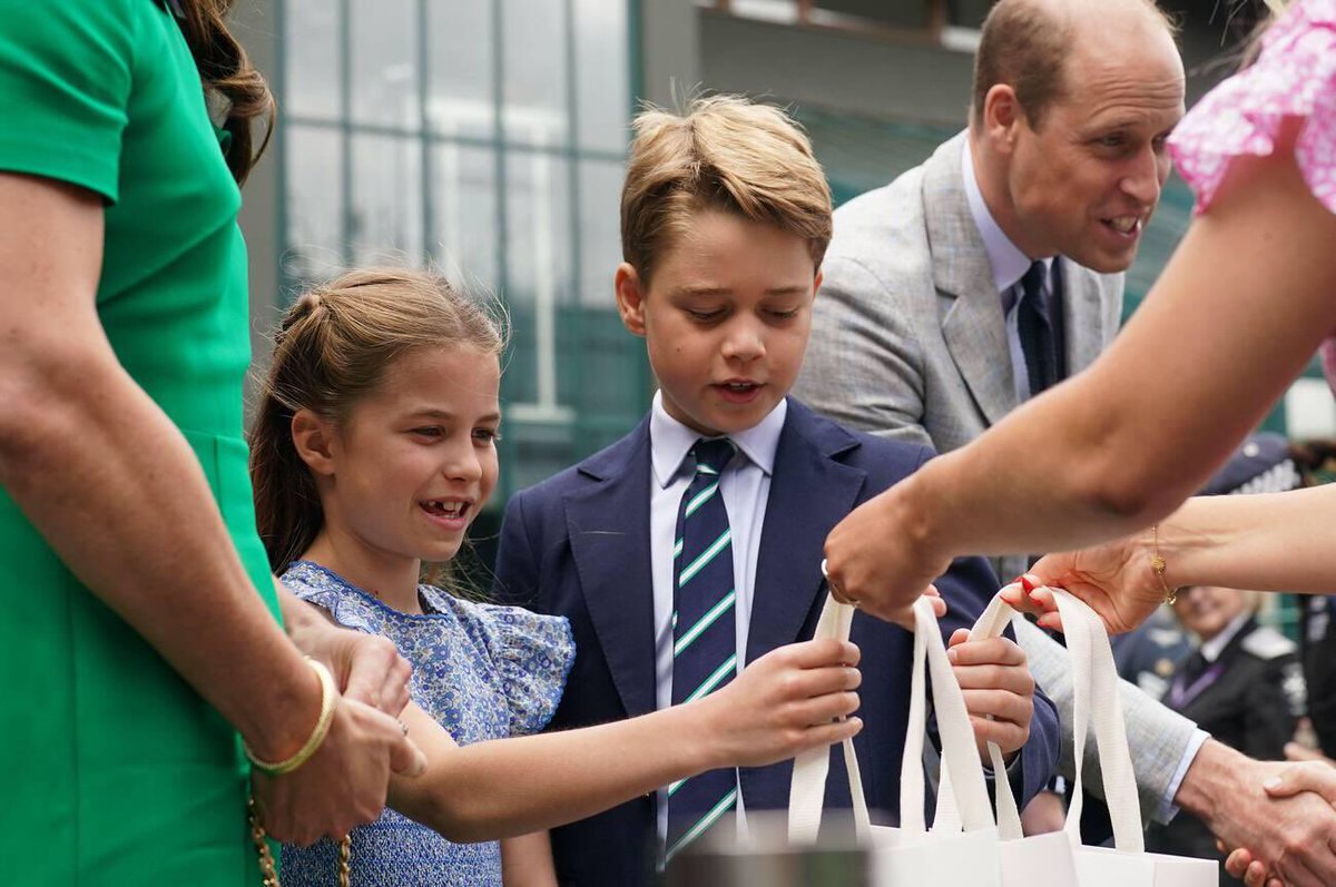 Prince George and Princess Charlotte attend day fourteen of the 2023 Wimbledon Championships today!

📸: Victoria Jones