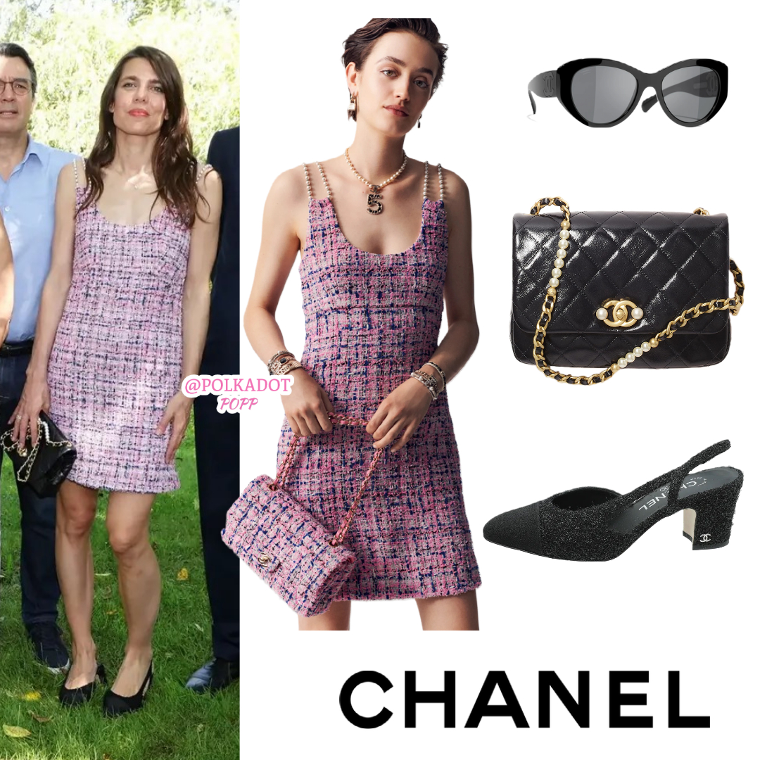 Polka Popp on X: 24 June 2023 - Charlotte Casiraghi attended the 1st  Josephine Baker Book Festival. -Chanel Cotton Tweed Dress (from the Spring/Summer  2023 pre-collection) -Chanell Cap-Toe Slingback Pumps -Chanel Pearl