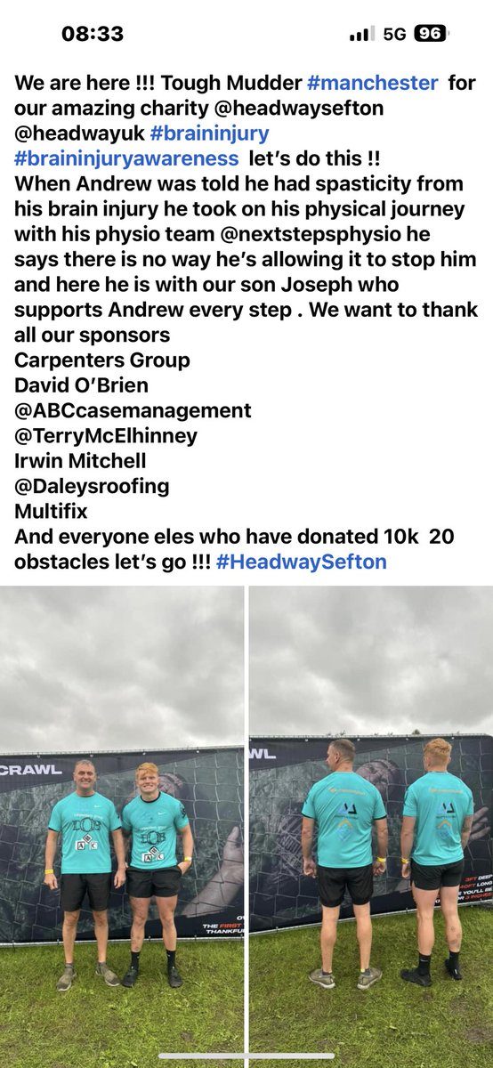 <a href="/HeadwaySefton/">HeadwaySefton</a> <a href="/HeadwayUK/">Headway UK - the brain injury association</a> <a href="/CarpentersGroup/">Carpenters Group</a> @CPMM_MediaGroup 
@ABCCasemanagement
<a href="/irwinmitchell/">Irwin Mitchell</a> 
<a href="/stedaley78/">Ste Daley</a> 
<a href="/sterooney/">Steven Rooney</a>