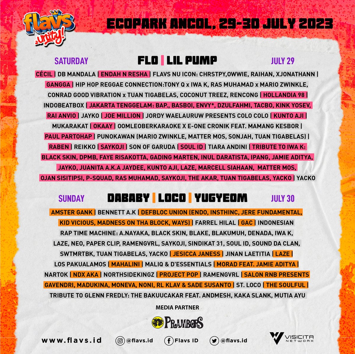 Prambors's tweet photo. #FLAVS Unity is coming! Catat tempat & tanggalnya; 29-30 Juli 2023 di Ecopark Ancol! Yuk, kita seru-seruan bareng para musisi hip-hop, soul dan r&b nasional & mancanegara! See you at #FLAVSUnity! https://t.co/3o7qUQ0iAg
