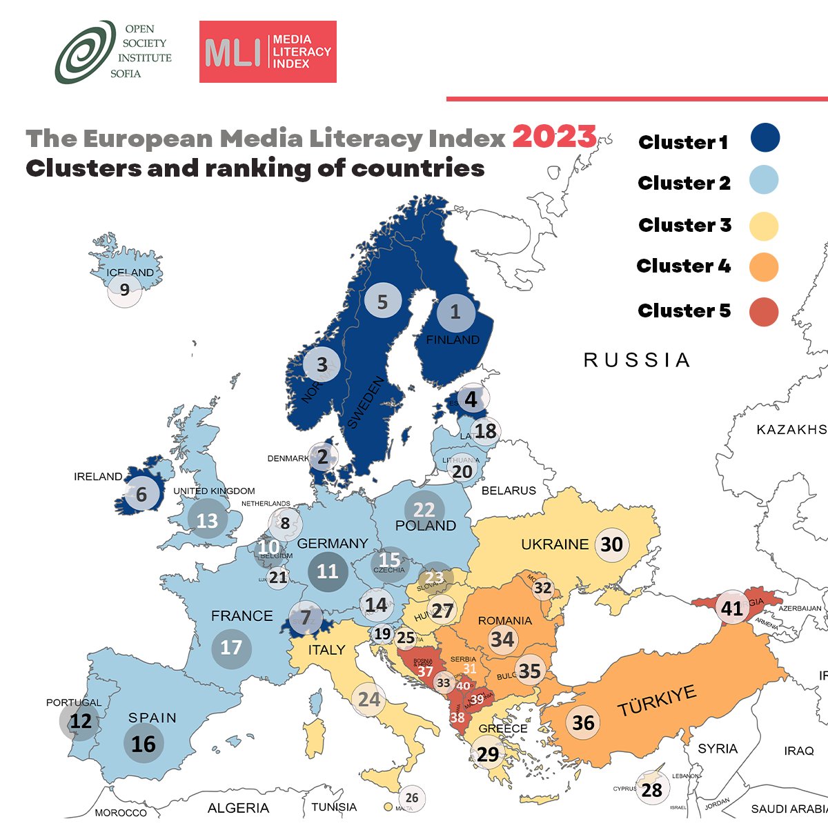 European Media Literacy Index 2023 is an instrument for assessing and ranking societies in their potential for resilience in the face of the #post-truth, #disinformation, and #misinformation (e.g. “fake news”) phenomena. 

Learn more ➡️media-and-learning.eu/type/featured-…

<a href="/marinlessenski/">Marin Lessenski</a>
