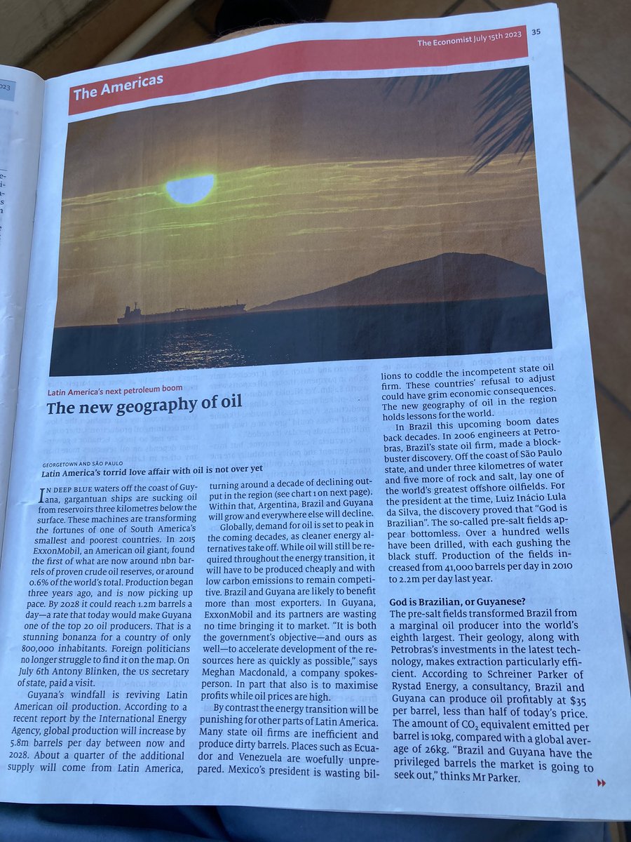 noevanhulst's tweet photo. Great article in @TheEconomist on the risks of economic & fiscal over-dependency on #oil in #LatinAmerica, including ‘new kids on the block’ like #Gyuana. How 2 prepare 4 long-term post-oil future? Much more on this in my book #FromDutchDiseasetoEnergyTransition https://t.co/GWZQtMyqbL