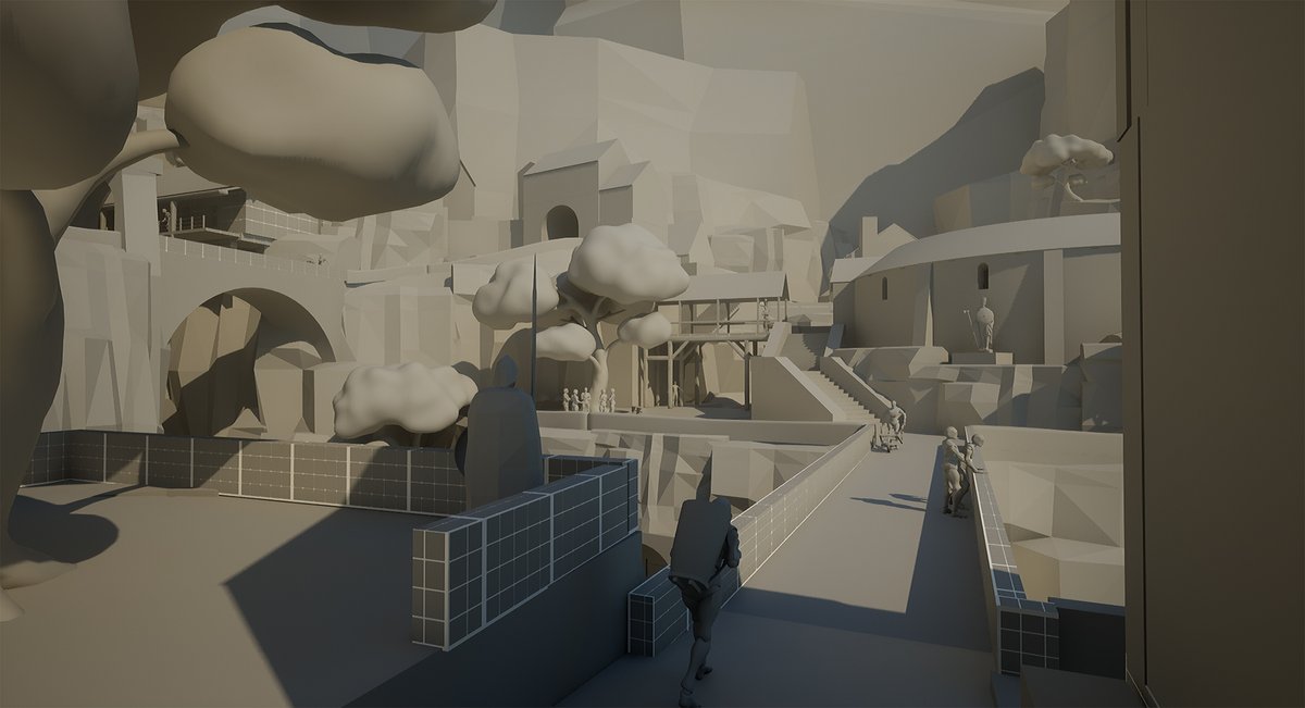 Continued work on the town. I'll probably shelf it for now and work on some smaller things. #gameart #leveldesign #UnrealEngine