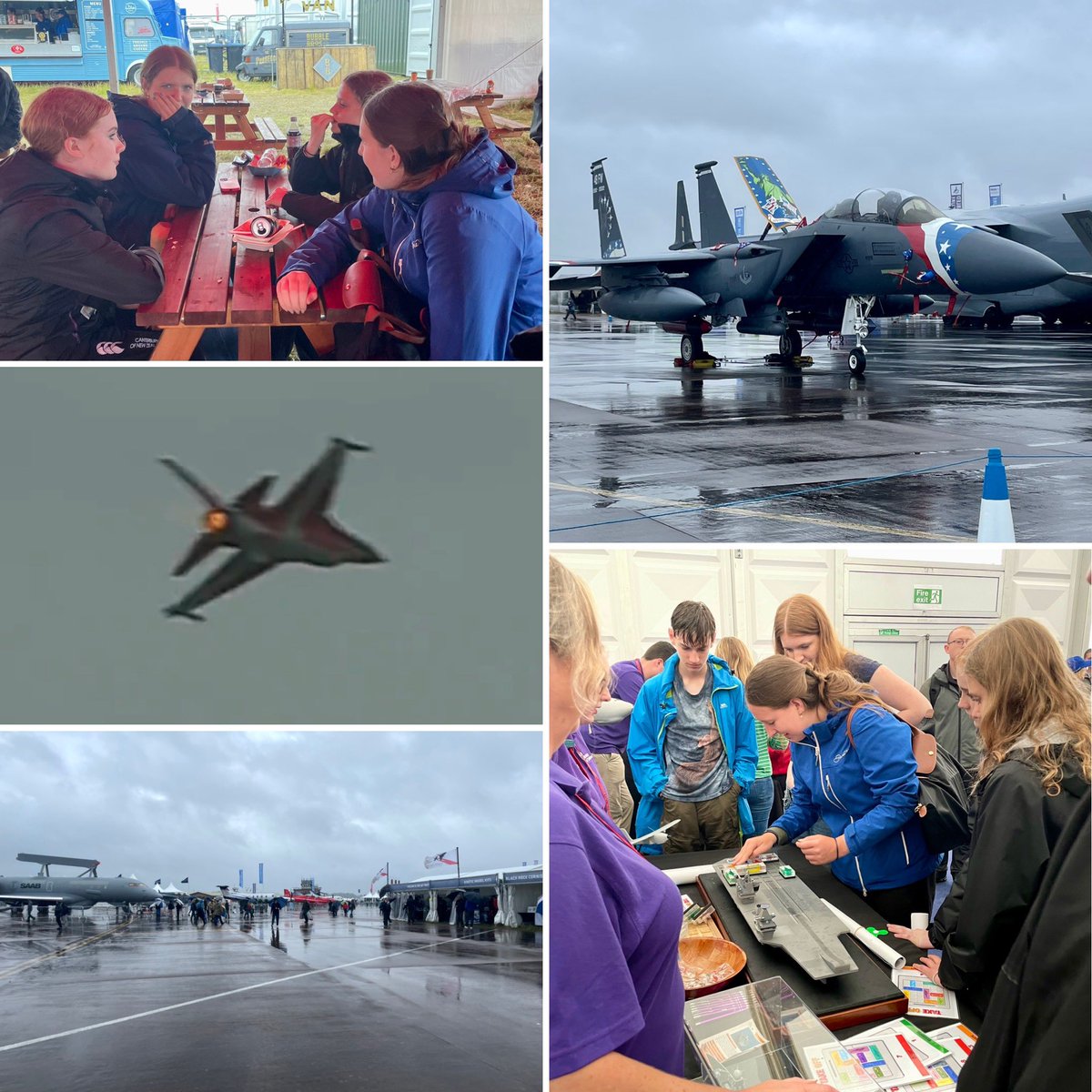 KHSCCF's tweet photo. Friday Futures Day @airtattoo with the @CCFcadets was a rather soggy one, but the Techno Zone &amp; Inspire Stage with @astro_timpeake were well enjoyed. The Danish F-16 display was incredible given the weather &amp; the cadets were still smiling. I have finally dried out! #britishsummer https://t.co/C6cDxMZ39M