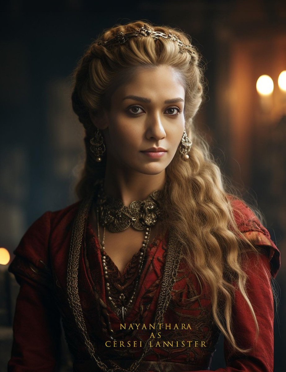 SathsaraniSew's tweet photo. Welcome to the Game of Thrones AI generated world ! 💥

#LadySuperstar #Nayanthara as Queen Cersei ! ♥️

My next dream role ! 😭

#Jawan #Test #Iraivan #LSS75 https://t.co/GnjNGmKCVl
