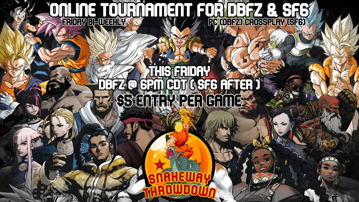 Is MIDBEST the new 'GOAT' of the FGC?
Come and join the chaos THIS FRIDAY!!!
As Snakeway Throwdown makes its debut in the online scene!
#DBFZ #SF6  
Please RT and spread the word!
<a href="/THE_COOL_KID93/">THE COOL KID93</a> <a href="/Gamechangersar1/">Gamechangersarcades</a> <a href="/Posy_92/">Posy</a> <a href="/KJpixel14/">KJpixel</a> <a href="/IndraxxNY/">Scourge</a> <a href="/Dell__MI/">Del</a> <a href="/Tyrant_UK/">Ty</a> @bum1six3