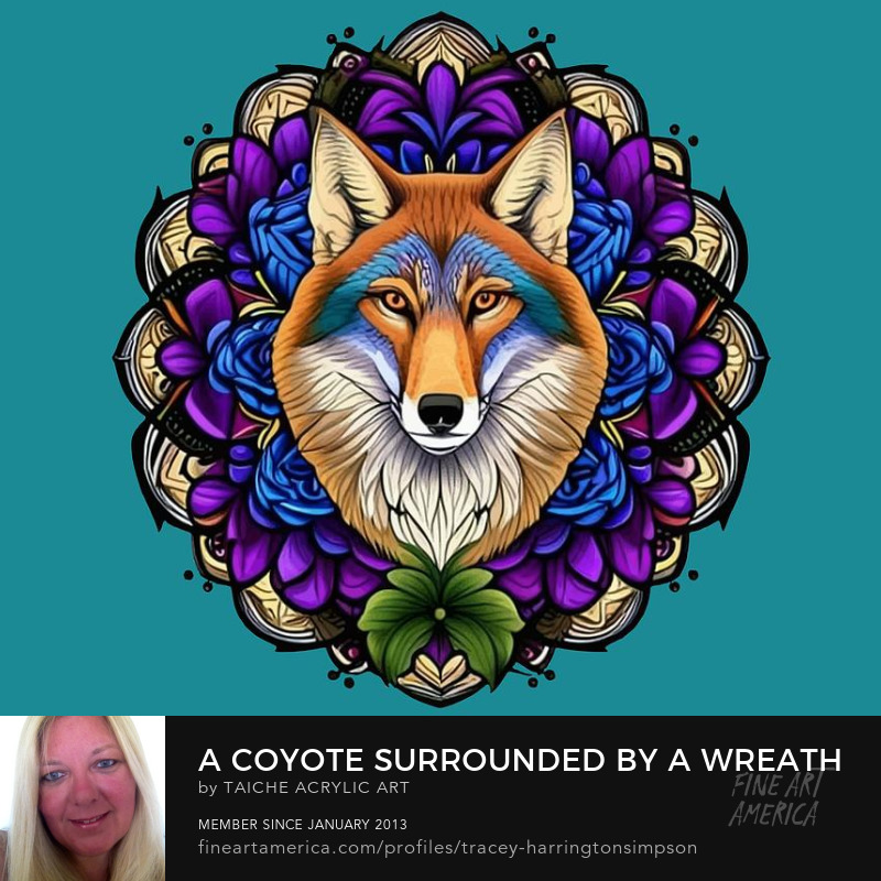 A Coyote Surrounded By A Wreath Of Pasque Flower Tattoo Art Digital Art by #Taiche Acrylic Art - @FineArtAmerica #onlyinsouthdakota #southdakota #hifromsd  #southdakotalife #blackhills  #visitsouthdakota #sodak #nature #hifromsouthdakota  #wildlife fineartamerica.com/featured/a-coy…