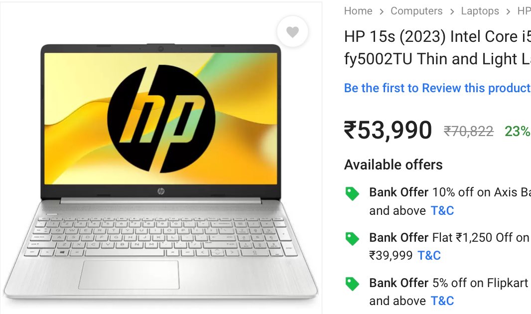 TechGlare Deals on Twitter "HP i5 Laptop at Rs.53,990 Rs.10,000