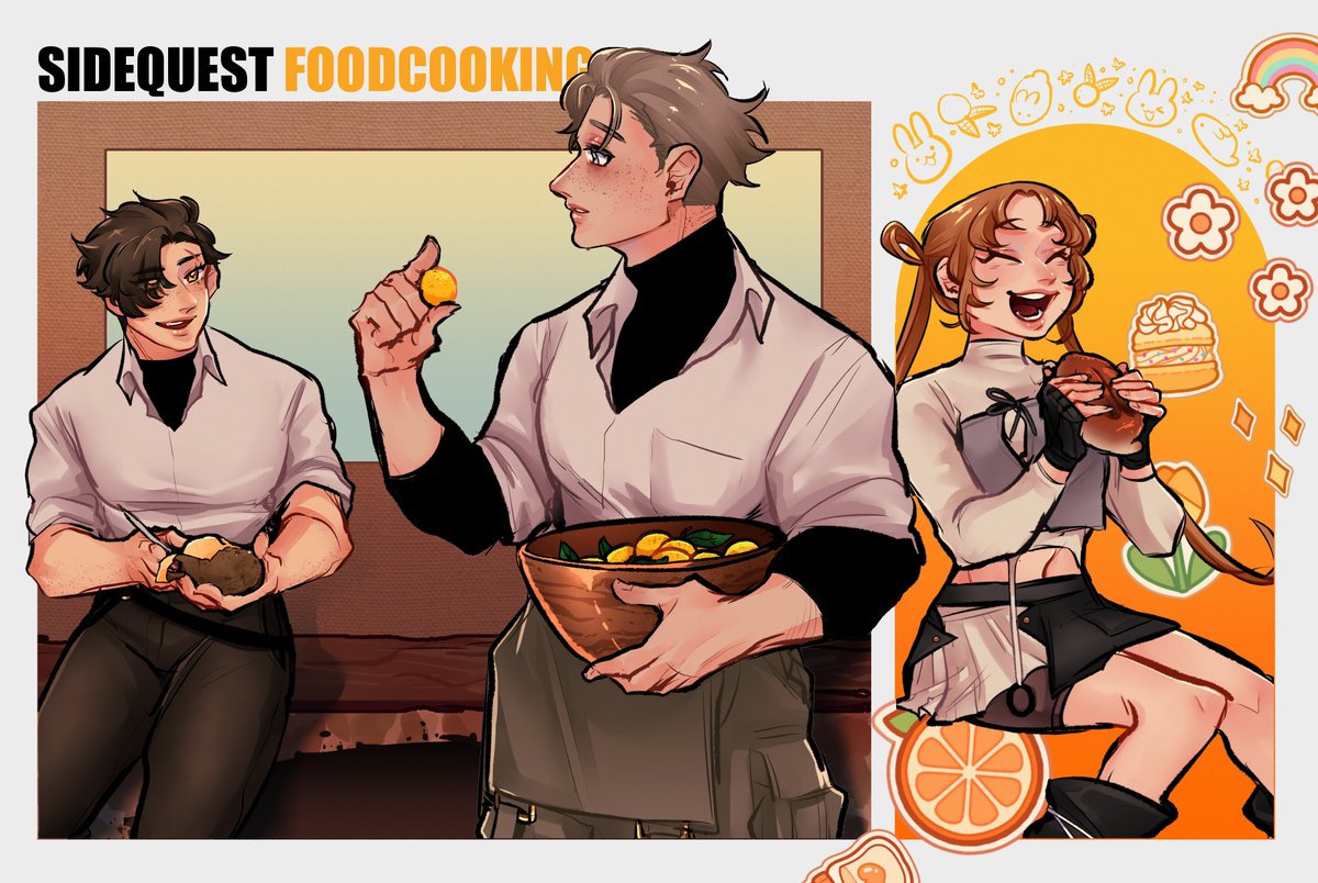 a lovely collab with <a href="/morteviiis/">Mortevis 🍉</a> !!
concept and colors are by them
lines and bg are by me!!

also featuring <a href="/moonlittoto/">🌊✨ tooru</a>'s girl!!🍊