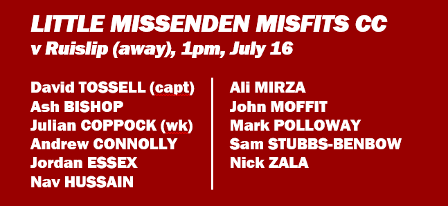 MisfitsCricket's tweet photo. Looking forward to our visit to Ruislip today. Here's the line-up: https://t.co/Op3Ofo6tkg