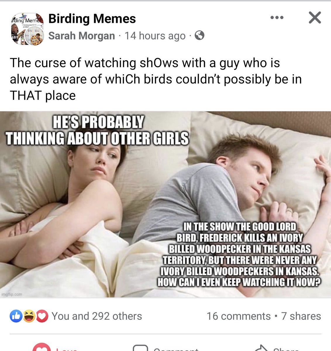three_seashells's tweet photo. birding memes is actually the best group on facebook. I found my people. I'm finally home https://t.co/lDduGLMOr9