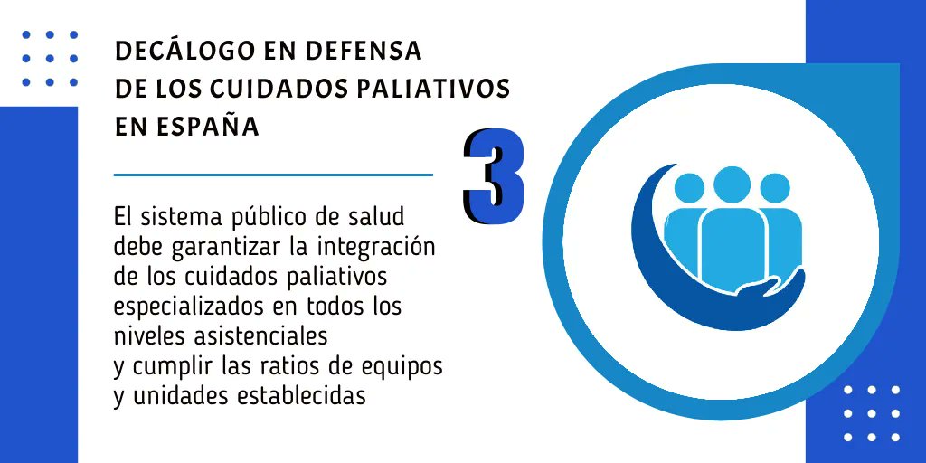 ✅ El sistema público de salud debe garantizar la integración de los #cuidadospaliativos especializados en todos los niveles asistenciales y cumplir las ratios de equipos y unidades establecidas | #DecálogoCuidadosPaliativos #Elecciones2023

📄 Decálogo ➡️ buff.ly/3rAEwjy