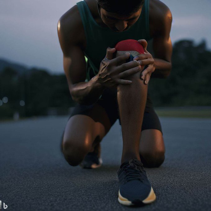 I asked AI to produce me a photo of a young male runner clutching painful knee. It delivered. Sort of… 😂