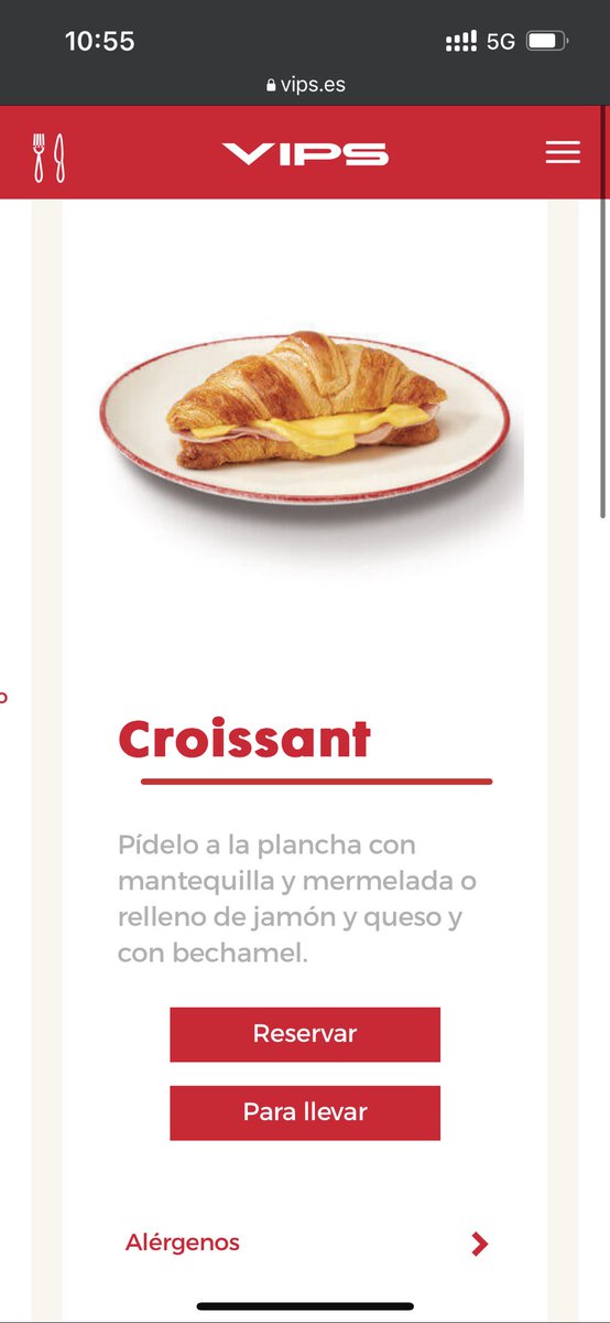 ItsTheRealHimbo's tweet photo. Hola @VIPS. Si ya no hay bechamel en el croissant de jamón y queso, podríais quitarlo del texto de la web, no? Porque uno viene con toda la ilusión y se lleva un chasco. https://t.co/ihZ7XWBTpX