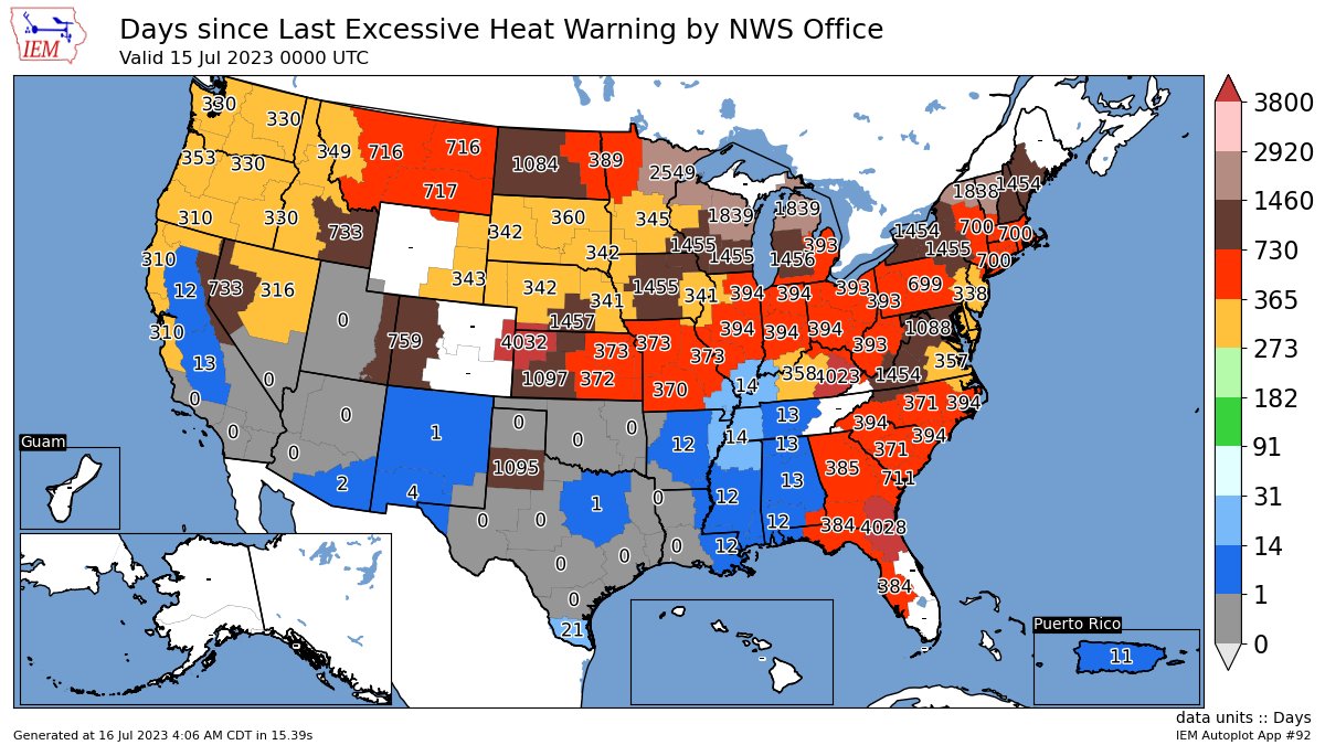 Historic day for WFO Miami. This is the first ever Excessive Heat Warning issued by the office.

This year WFO Miami is testing new heat criteria specifically for Miami-Dade county. At the end of this summer, they'll review to see if changes need to be made area wide. #FLwx https://t.co/Glo9HNW004 https://t.co/UlnG2XtP7E