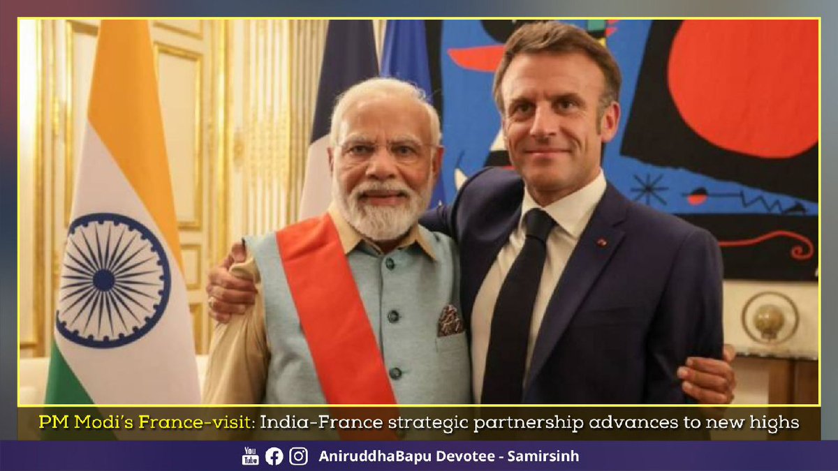 samirsinh189's tweet photo. During France-visit of #PMModi, India-France:
– Agreed to co-develop engines for Indian Multi-Role Helicopters & #FighterJets, the roadmap for which will be readied before 2023-end
– Signed MoUs to make submarines & warships in India, which can also be exported to friendly nations of Indo-Pacific. India has already okayed acquisition of 26 #RafaleM & 3 #Scorpene submarines for Navy
– @DRDO_India will setup technical office in France at @IndiaEmbFrance. India will also open a consulate in Marseille, while France will open one in Hyderabad
– Inked deal on joint constellation of #MaritimeSurveillance satellites, reusable launchers, earth observation satellite - Trishna, etc.
– Will advance ties in civil #NuclearEnergy & discuss cooperation in small, advanced modular reactors
– To launch India’s #UPI in France, the first EU member to do so
– Strengthen cooperation on cutting-edge tech like Supercomputing, Cloud, AI, Quantum Computing, #Biotech, etc.
India-France strategic partnership advances to new highs & with release of ‘Horizon 2047 Roadmap’ to set the course for the bilateral relationship up to 2047, #IndiaFrance relationship is slated to take orbital jump.