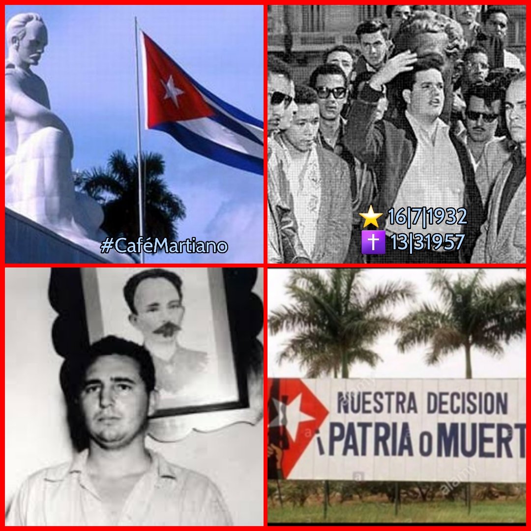 Buenos días 🇨🇺  #CaféMartiano
En días de Patria el homenaje:

José Antonio Echeverría, 91 años cumpliría, vivió 24 años, cayó en desigual combate. 

Al "Pueblo de Cuba", hoy cuidamos la libertad conquistada por Fidel. Su "sangre señaló el camino".. 

"Honrar, honra".

#Cuba