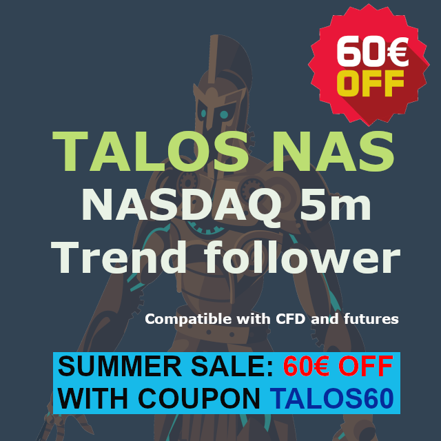 CFDAutoTrading's tweet photo. Courtesy of @ProRealCode Market, enjoy this summer 60β¬ off in TALOS NAS, and let the system work for you.
Get it at: https://t.co/JzXml7ywtw
#TalosToTheMoon #prorealtime #tradingalgoritmico #autotrading #algotrading https://t.co/2qTxo5uhZC
