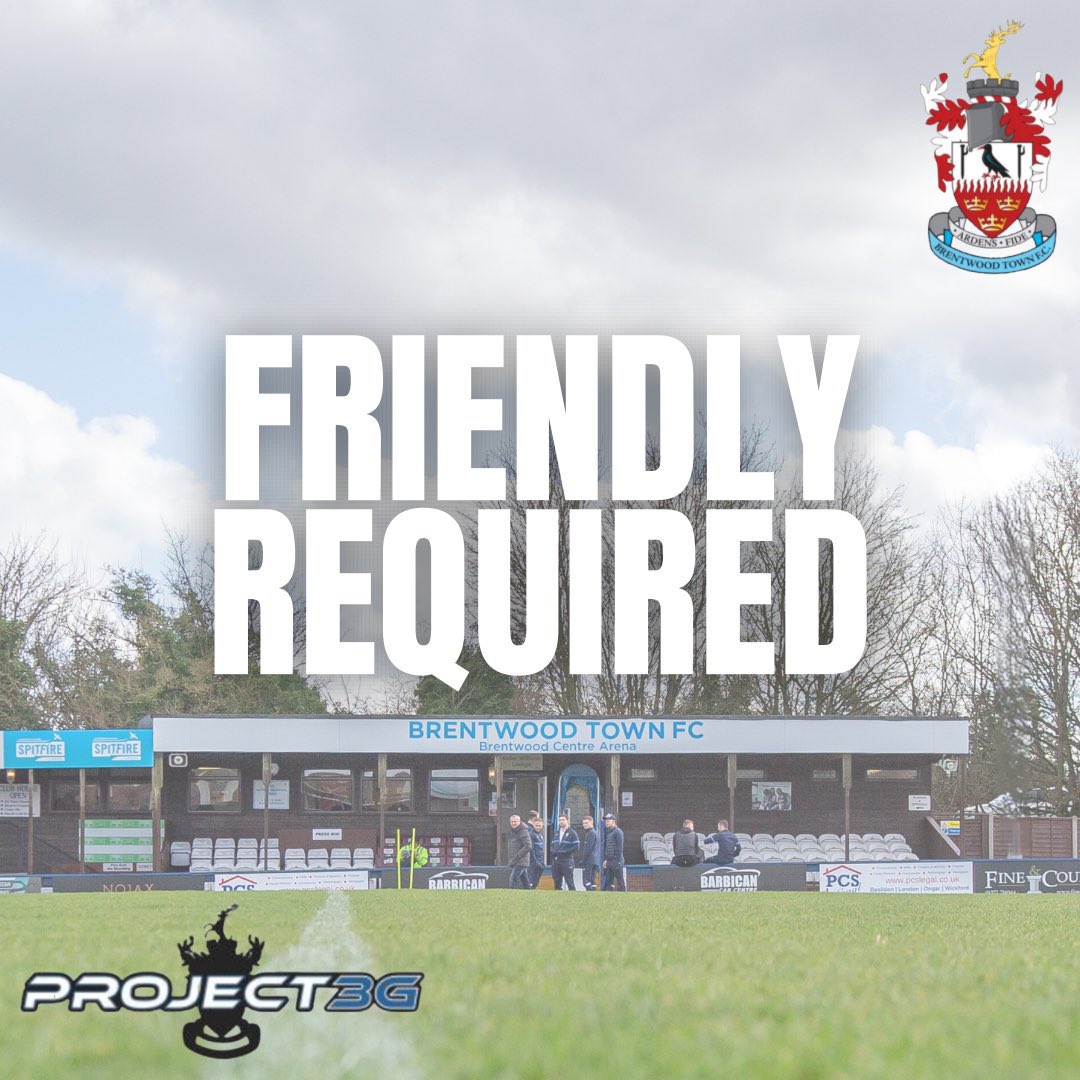 BrentwoodTownFC's tweet photo. ‼️ FRIENDLY REQUIRED ‼️

Due to our opponents pulling out we are looking for a friendly for SATURDAY 22ND JULY

(Step 3, 4 or 5 clubs)

Please message us if interested 🩵 https://t.co/u2ihBIrQmy