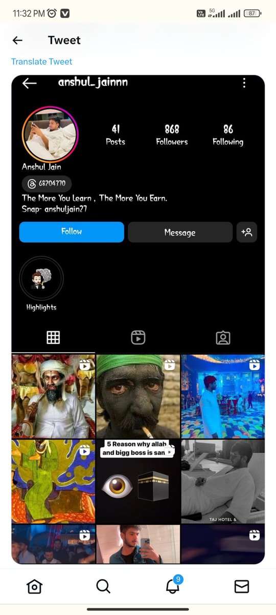 Shahrukhsh95944's tweet image. Anshul jain jaisa logo jail mai dal na hoga q ki aisa log he jat vat bada ta hai to inlogo ko jail mai dal na hoga.... #ArrestAnshulJain #arrest_anshul_jain #my_prophet_my_honour