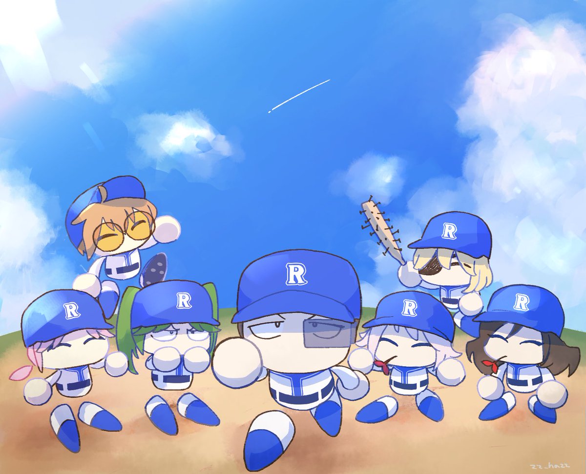 baseball bat blue headwear holding baseball bat multiple girls hat baseball uniform blonde hair  illustration images