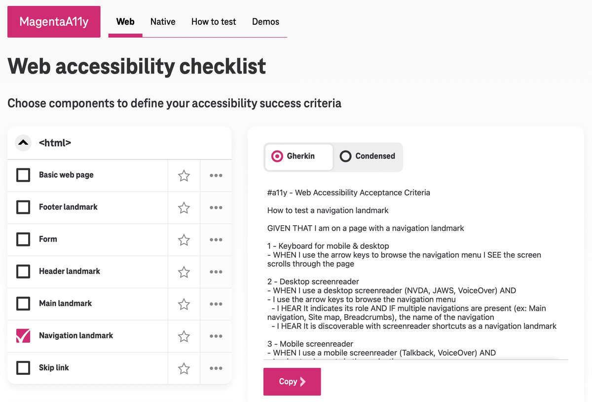 101babich's tweet image. Web Accessibility Checklist

Define accessibility success criteria for UI components. The tool is available for web and native apps. 

magentaa11y.com/web/