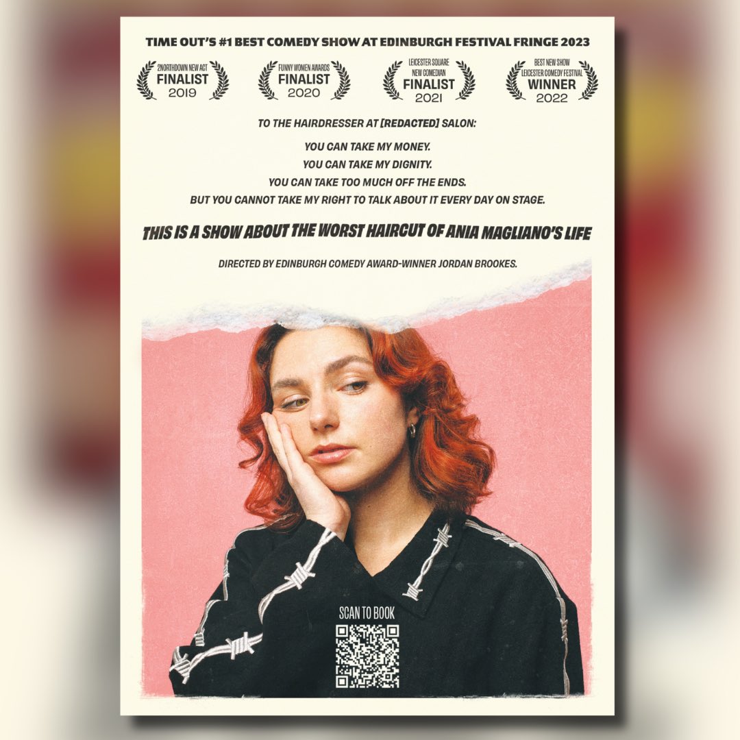 Country Mile Productions (@countrymileprod) on Twitter photo 💇♀️ ANIA MAGLIANO: I CAN’T BELIEVE YOU’VE DONE THIS 💇♀️
📅 Aug 2-27
⏰ 16:35
📍 @thepleasance
This is a show about the worst haircut of Ania Magliano's life.
Flyer 🎨 <a href="/samnicoresti/">Nam Sicoresti</a>
Pics 📸 <a href="/beccarr11/">Rebecca Need-Menear</a> 💇♀️ ANIA MAGLIANO: I CAN’T BELIEVE YOU’VE DONE THIS 💇♀️
📅 Aug 2-27
⏰ 16:35
📍 @thepleasance
This is a show about the worst haircut of Ania Magliano's life.
Flyer 🎨 <a href="/samnicoresti/">Nam Sicoresti</a>
Pics 📸 <a href="/beccarr11/">Rebecca Need-Menear</a>