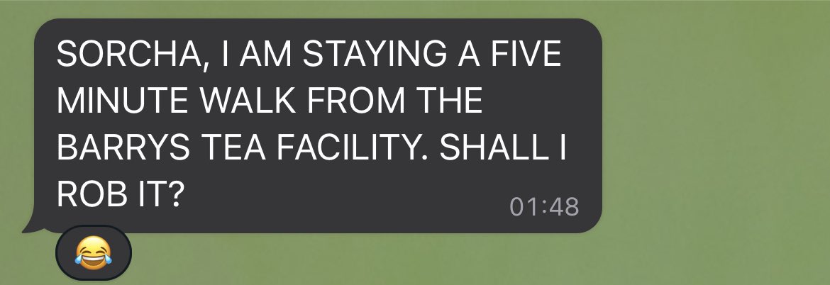 my bf is in Cork atm but coming home today. he was out last night with his cousins and some pals and came back to his cousin’s gaff quite ‘merry’ shall we say, I got this at 1.48am and now I’ve not heard from him yet today. do I need to start a crowdfund for bail y/n