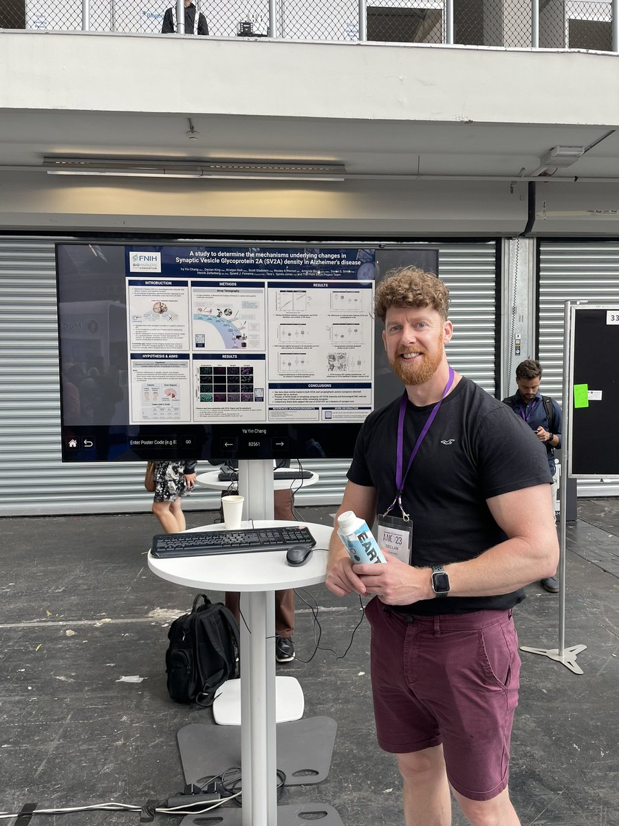 HaticeKurucu's tweet photo. Excited to be here at the opening day of #AAIC2023 with Dr. King @DeclanJPKing giving us a sneak preview of his SV2A work with #FNIH before the presentation tomorrow https://t.co/Gp5qzvk4LF