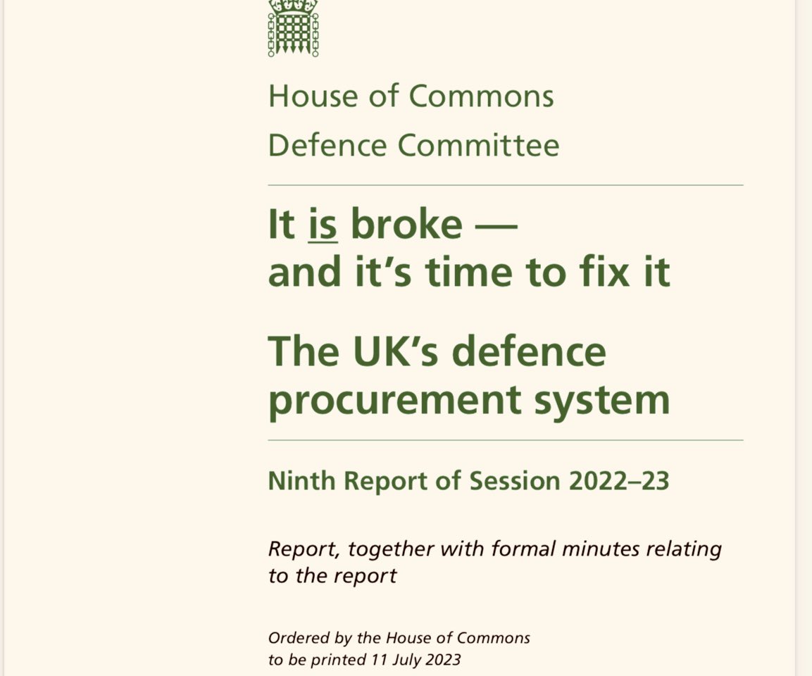Tobias_Ellwood's tweet image. 👇A powerful report highlighting systematic failure of our sea, land and air defence procurement.

Our entire procurement process is sub-optimal requiring overhaul.

As global security threats grow and demands on our military increase we need to fix this.

committees.parliament.uk/publications/4…