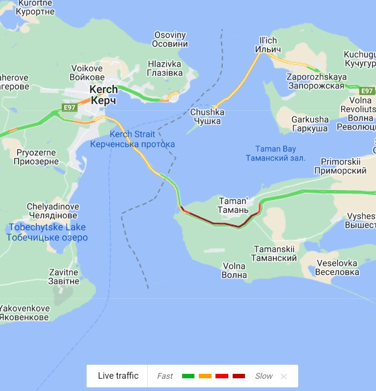 RT @LvivJournal: Yep. Google maps confirms a 10 km traffic jam to enter occupied Crimea.
#lviv https://t.co/JEOhwi3vl2