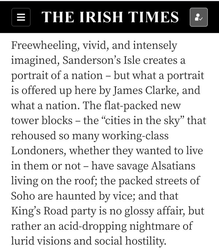 jamesrgclarke's tweet photo. Mad few days of reviews. Literary seers and denizens of good taste, @IrishTimesCultr are fans https://t.co/16WTOZPNSt