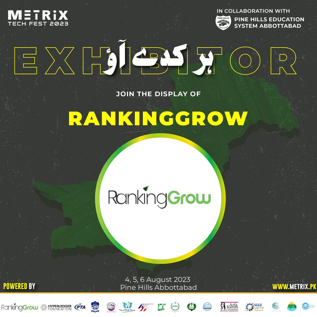 metrixpk's tweet photo. Metrix Pakistan is pleased to announced that the @RankingGrow  will be our Exhibitor for Metrix Tech Fest 2023 which will take place on August 4th, 5th, and 6th.

More detail at https://t.co/6rbYlnx0ak

Let's Make a Productive Pakistan

#MTF2023 #TechConference https://t.co/RifKkVJjP9