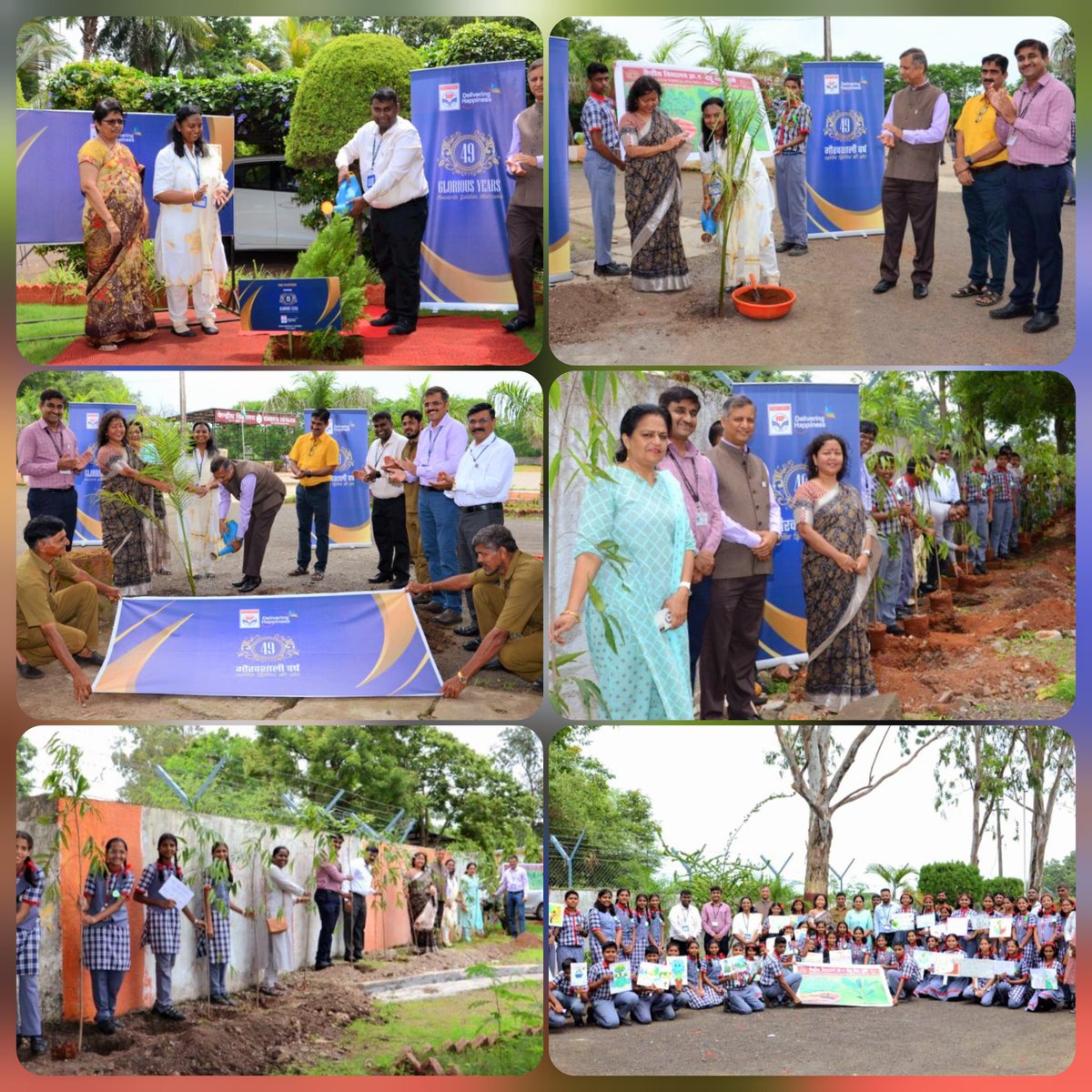 HPCL's tweet photo. Together, towards cultivating a sustainable tomorrow~Celebrating 49 glorious years of its formation, #HPCL kick-started the celebrations by nurturing nature on its foundation day.
Delighted to witness our passionate #HPMDI officers partnering with Principal, Teachers & Students to plant 75 trees at #HPMDI NIGDI & Kendriya Vidyalaya Kr-1, Dehu Road.
#CleanIndia #GreenIndia
#SustainableFuture
@mnreindia @swachhbharat @SwachhBharatGov @SwachSurvekshan