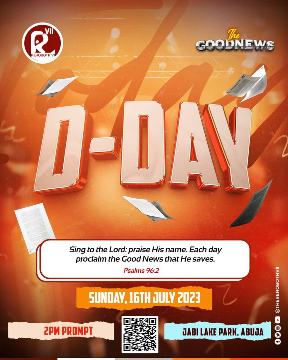 therehobothvii's tweet photo. It’s today!!!

All road leads to Jabi Lake Park! Make it a date with us by 2pm Jesus’ time!

Invite all your family, friends, neighbors, loved ones, everyone!!!

See you there!

#TheGoodNews #TheRehobothVII https://t.co/QWlHTqQjkR
