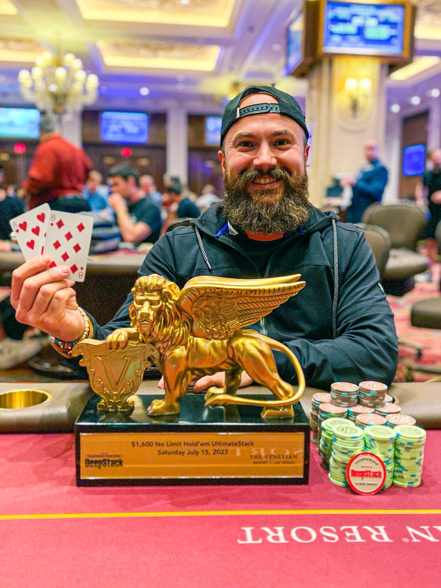 Congratulations to Boris Berthomet of France who was the outright winner in our DCPS Event #58 $1,600 NLH UltimateStack $1,000,000 guarantee on 7.15.23

Boris takes home the DeepStack Championship gold coin, the trophy, and $258,621
