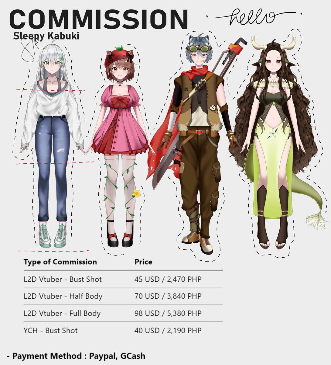 • Kabuki's July - August Commission:  open! 

Feel free to message me privately if interested to know more details. Thank you for supporting little artist! 💓
.
.
.
 #Commision #commissionart #commissionopen #Vtubers #vtubermodel #artwork