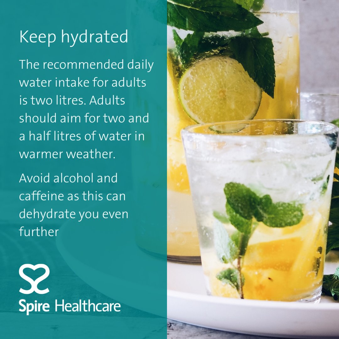 SpireWellesley's tweet photo. With high temperatures currently hitting the UK, we've asked Karen Bowen Verrill, Spire Healthcare Group Health and Safety Manager, for her expert tips on staying safe in hot weather 🥵 🌡️ ⬇️ https://t.co/HjZKKyMIPO