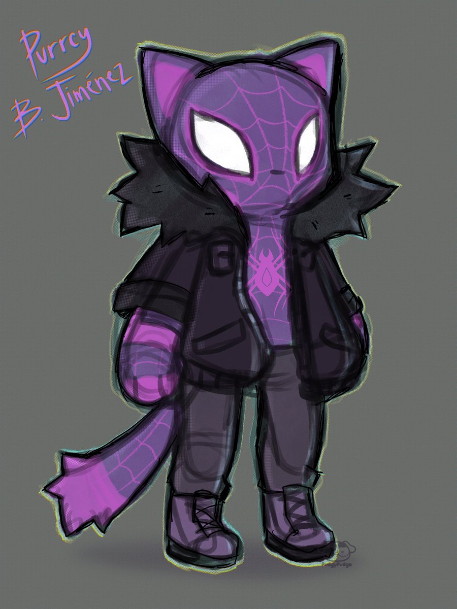 pudgypudge's tweet photo. Saw #meowsmorales and wanted to make one, Purrcy!! 😭 #spidersona #spiderman #spidermanacrosssthespiderverse https://t.co/18tqRe7oRC